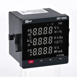 51420DEK | Мультиметр цифровой 96х96мм трехфазный, вход 600В 5А, RS485, LED-дисплей МТ-96D DEKraft