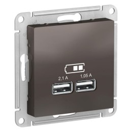 ATN000633 | ATLASDESIGN USB РОЗЕТКА A+A, 5В/2,1 А, 2х5В/1,05 А, механизм, МОККО Systeme Electric