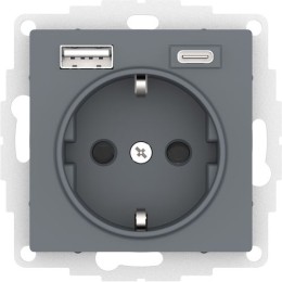 ATN000732 | ATLASDESIGN РОЗЕТКА 16А c 2 USB A+C, 5В/2,4А/3,0А, 2х5В/1,5А, механизм, ГРИФЕЛЬ Systeme Electric