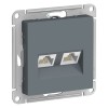 ATN000785 | ATLASDESIGN РОЗЕТКА двойная компьютерная RJ45+RJ45, кат.5Е, механизм, ГРИФЕЛЬ Systeme Electric