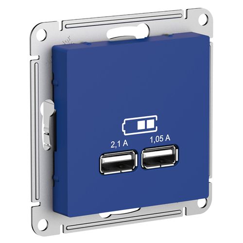 ATN001133 | ATLASDESIGN USB РОЗЕТКА A+A, 5В/2,1 А, 2х5В/1,05 А, механизм, АКВАМАРИН Systeme Electric