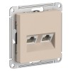 ATN001285 | ATLASDESIGN РОЗЕТКА двойная компьютерная RJ45+RJ45, кат.5E, механизм, ПЕСОЧНЫЙ Systeme Electric