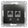 GSL000785KK | GLOSSA РОЗЕТКА двойная компьютерная RJ45+RJ45, кат.5Е, механизм, АНТРАЦИТ Systeme Electric