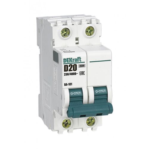 11115DEK | Авт. выкл. 2Р 20А х-ка D ВА-101 4,5кА DEKraft
