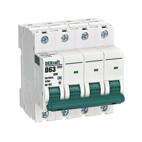 12391DEK | Авт. выкл. 4Р 63А х-ка D ВА-103 6кА DEKraft
