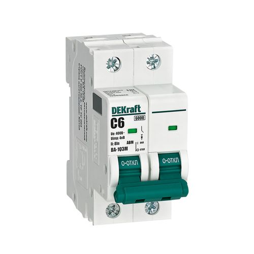 12509DEK | Авт. выкл. без теплозащиты 2P 6А х-ка C 6кА ВА-103M DEKraft
