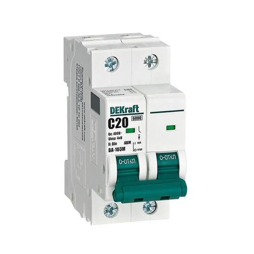 12512DEK | Авт. выкл. без теплозащиты 2P 20А х-ка C 6кА ВА-103M DEKraft
