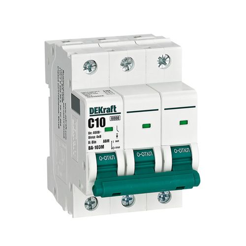 12519DEK | Авт. выкл. без теплозащиты 3P 10А х-ка C 6кА ВА-103M DEKraft
