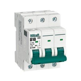 12555DEK | Авт. выкл. без теплозащиты 3P 10А х-ка D 6кА ВА-103M DEKraft
