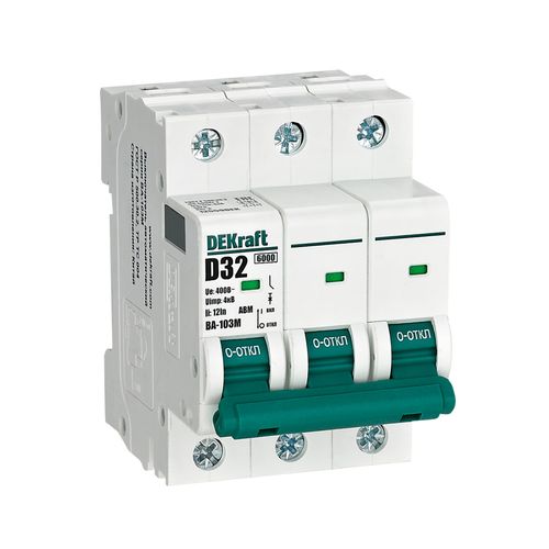 12559DEK | Авт. выкл. без теплозащиты 3P 32А х-ка D 6кА ВА-103M DEKraft
