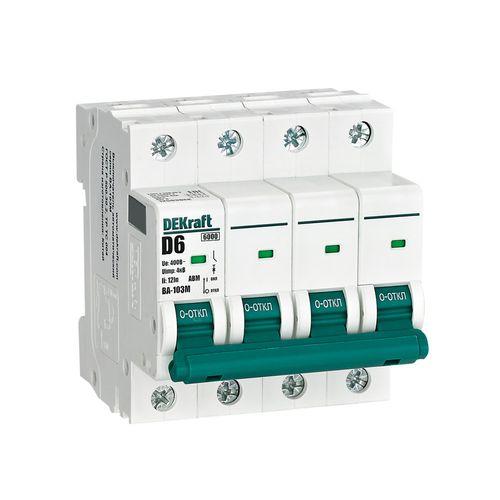 12563DEK | Авт. выкл. без теплозащиты 4P 6А х-ка D 6кА ВА-103M DEKraft
