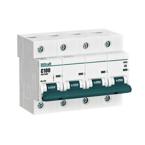 13012DEK | Авт. выкл. 4Р 100А х-ка С ВА-201 10кА DEKraft
