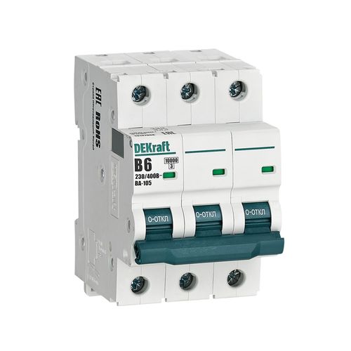 13127DEK | Авт. выкл. 3P 6A х-ка B ВА-105 10кА DEKraft
