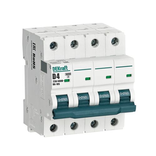 13234DEK | Авт. выкл. 4P 4A х-ка D ВА-105 10кА DEKraft

