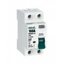 14221DEK | ВДТ 2P 100A 100мА тип AC 6кА УЗО-03 DEKraft

