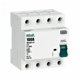 14301DEK | ВДТ 4P 100A 100мА тип A 6кА УЗО-03 DEKraft
