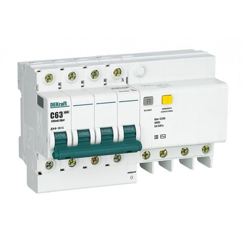 15319DEK | АВДТ со встр. защ. от сверхтоков 4P 63A 300мА селективный ДИФ-101 S DEKraft
