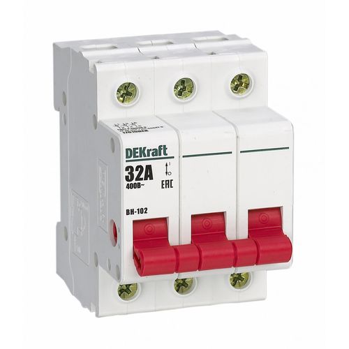 17010DEK | Выключатель-разъединитель 3Р 32А ВН-102 DEKraft
