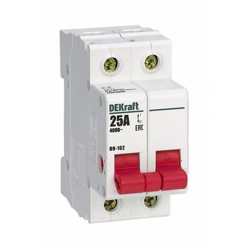 17023DEK | Выключатель-разъединитель 2Р 25А ВН-102 DEKraft

