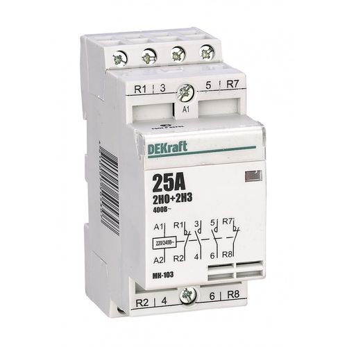 18055DEK | Модульный контактор 2НО+2НЗ 16А 230В МК-103 DEKraft
