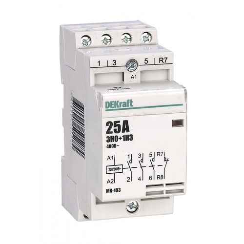 18068DEK | Модульный контактор 3НО+1НЗ 25А 230В МК-103 DEKraft
