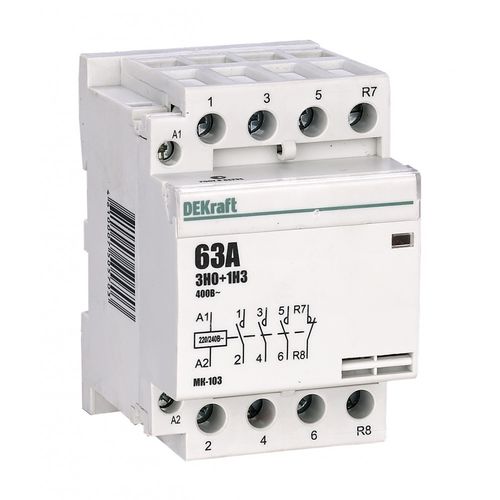 18075DEK | Модульный контактор 3НО+1НЗ 32А 230В МК-103 DEKraft
