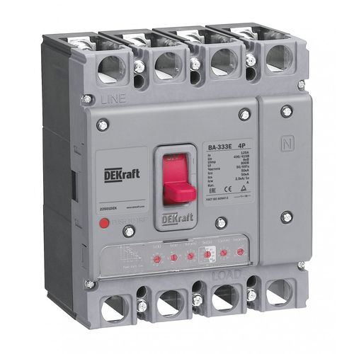 22496DEK | Силовой авт. выкл. с электрон. расц. 4P 100А 50кА ВА-333E DEKraft
