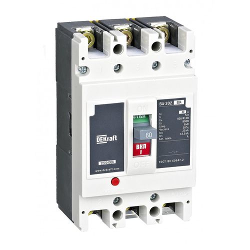 22704DEK | Автоматический выключатель 3P 80А 25кА 5In ВА-301L DEKraft
