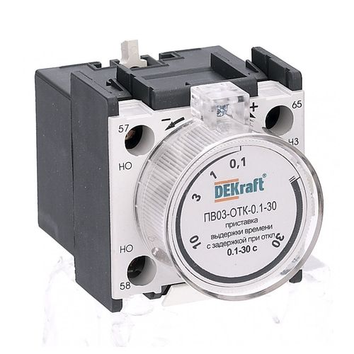 24115DEK | Приставка выд. врем. с задерж. при откл. 0.1-30сек. 1з+1р ПВ-03 DEKraft
