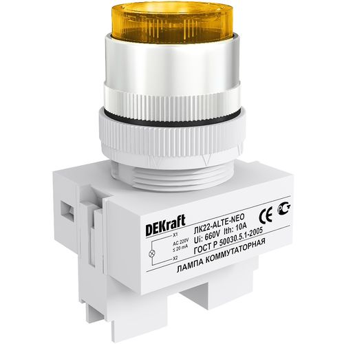 25009DEK | Лампа комм. ALTE D22 ЖЕЛТЫЙ неон 220В ЛK-22 DEKraft
