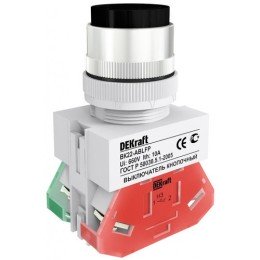 25018DEK | Выкл. кноп. ABLFP D22 ЧЕРНЫЙ 220В ВK-22 DEKraft
