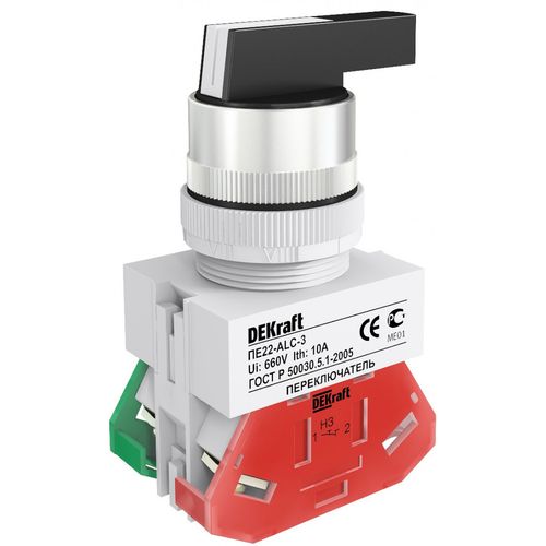 25056DEK | Перекл. на 3 фикс. полож. I-O-II удлин. ручка ПЕ-22 DEKraft
