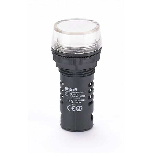 25121DEK | Лампа комм. ADDS D22 LED бел. 220В AC/DC ЛK-22 DEKraft
