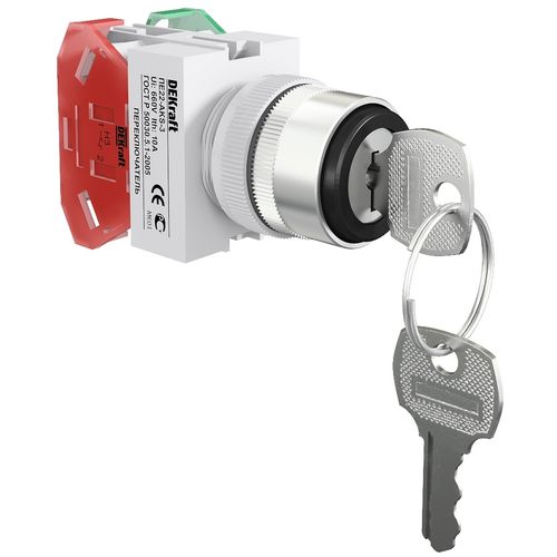 25143DEK | Перекл. на 3 пол. прав. без фикс. I-O-II с ключ. AKSR-3 D22 ПЕ-22 DEKraft
