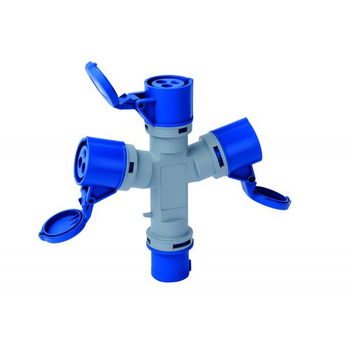 26290DEK | Адаптер трехлучевой 2Р+РЕ 16А 250В IP44 АП-103 DEKraft
