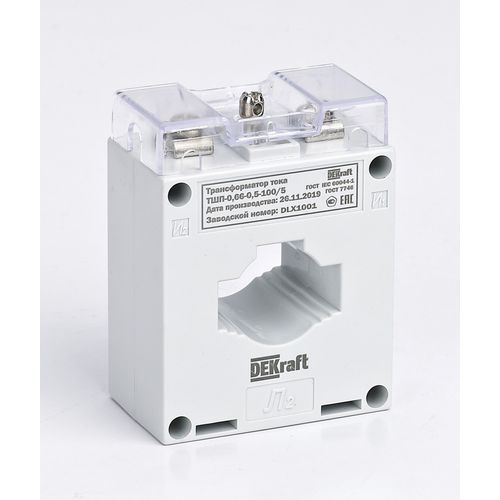 50134DEK | Трансформатор тока ТШП-0,66 0,5 100/5 5ВА, диаметр 30мм DEKraft
