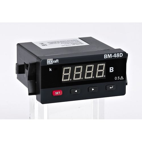 50381DEK | Вольтметр цифр. 96x48мм однофазный, вх 600В, вых DO+RS485, LED-дисплей ВМ-48D DEKraft
