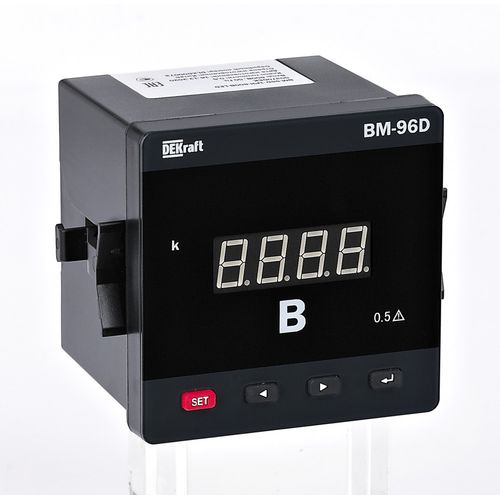 50389DEK | Вольтметр цифр. 96x96мм трехфазный, вх 600В, вых DO+RS485, LED-дисплей ВМ-96D DEKraft
