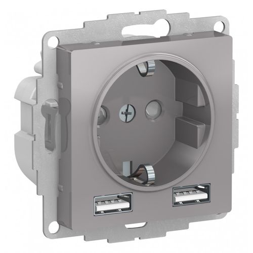 ATN000330 | ATLASDESIGN РОЗЕТКА 16А c 2 USB A+A, 5В/2,4А, 2х5В/1,2А, механизм, АЛЮМИНИЙ Systeme Electric
