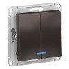 ATN000653 | ATLASDESIGN 2-клавишный ВЫКЛЮЧАТЕЛЬ с подсветкой, сх.5а, 10АХ, механизм, МОККО Systeme Electric
