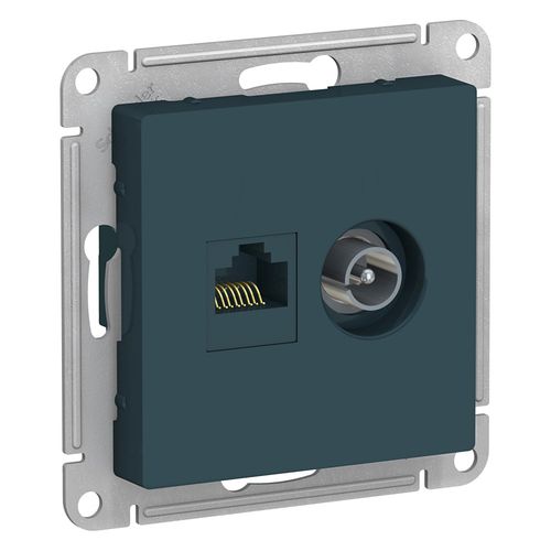 ATN000889 | ATLASDESIGN РОЗЕТКА двойная ТВ + компьютерная RJ45, кат. 5Е, ИЗУМРУД Systeme Electric
