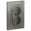 ATN000924 | ATLASDESIGN РОЗЕТКА двойная с заземлением, 16А, в сборе, СТАЛЬ Systeme Electric