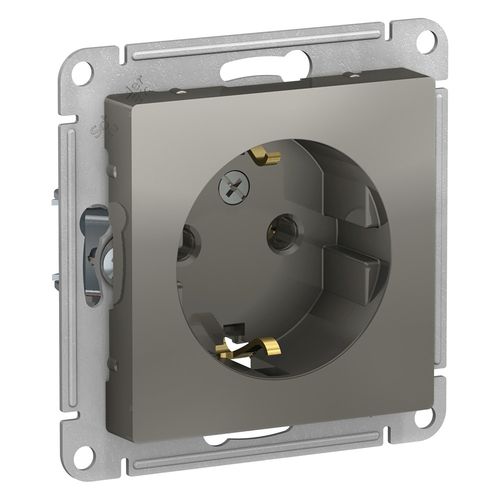 ATN000943 | ATLASDESIGN РОЗЕТКА с заземлением, 16А, механизм, СТАЛЬ Systeme Electric

