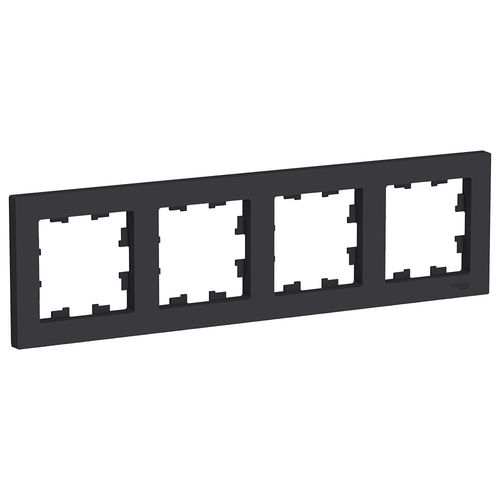 ATN001004 | ATLASDESIGN 4-постовая РАМКА, универсальная, КАРБОН Systeme Electric
