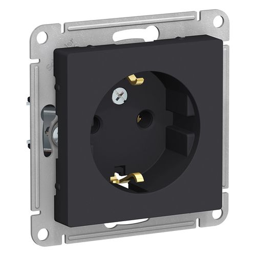 ATN001043 | ATLASDESIGN РОЗЕТКА с заземлением, 16А, механизм, КАРБОН Systeme Electric
