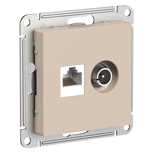 ATN001289 | ATLASDESIGN РОЗЕТКА двойная ТВ + компьютерная RJ45, кат. 5Е, ПЕСОЧНЫЙ Systeme Electric
