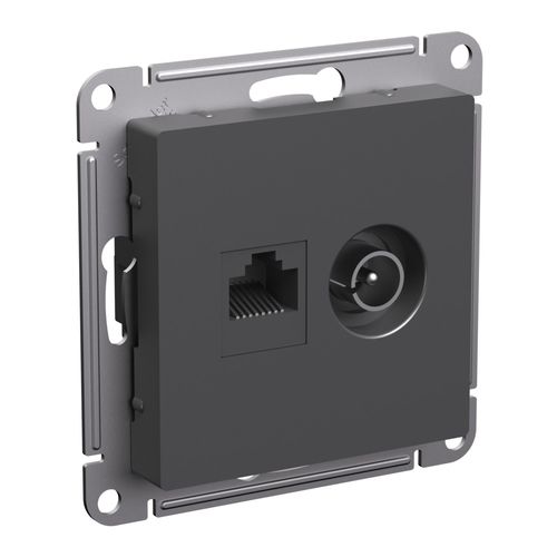 ATN001489 | ATLASDESIGN РОЗЕТКА двойная ТВ + компьютерная RJ45, кат. 5Е, БАЗАЛЬТ Systeme Electric
