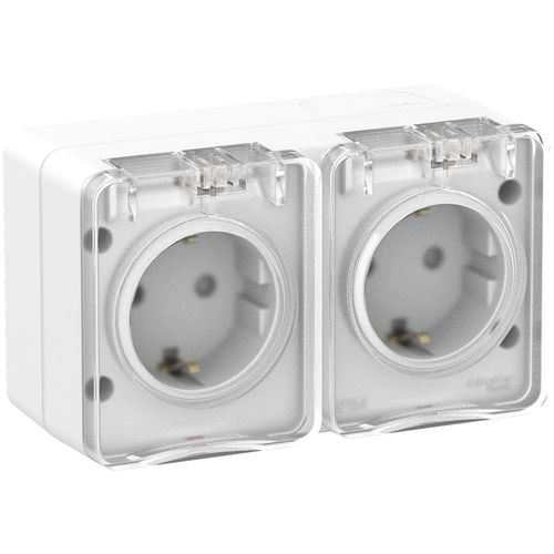 ATN540126 | AtlasDesign PROFI IP54 О/У РОЗЕТКА двойная с заземлением со шторками 16А, БЕЛЫЙ Systeme Electric
