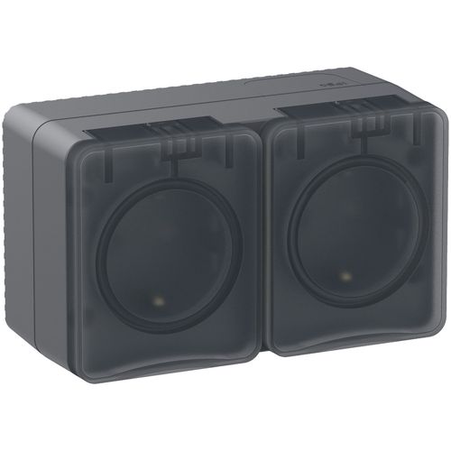 ATN544026 | AtlasDesign PROFI IP54 О/У РОЗЕТКА двойная с з/к со шторками 16А, АНТРАЦИТ Systeme Electric
