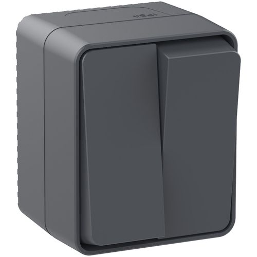 ATN544051 | AtlasDesign PROFI IP54 О/У 2-клавишный ВЫКЛЮЧАТЕЛЬ 10 АХ, АНТРАЦИТ Systeme Electric
